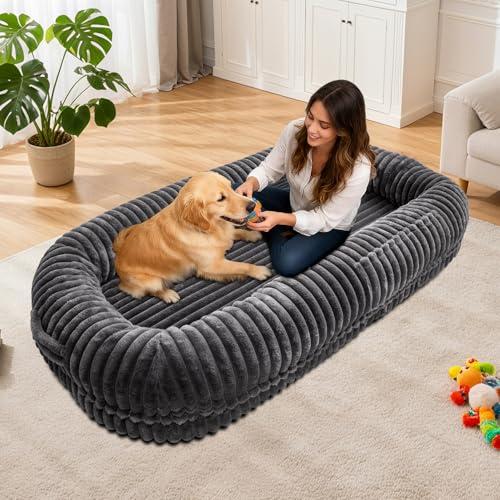 Human Dog Bed for Adult,70"x38"x10" Extra Large Human Pet Bed,Orthopedic Washable XL Dog Bed with Memory Foam (Dark Grey)