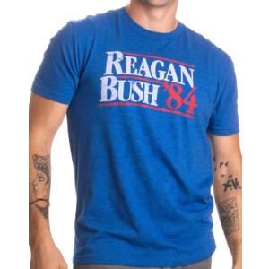 Reagan Bush '84 | Vintage Style Conservative Republican GOP Unisex T-Shirt (Medium, Heather Royal Blue)