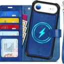 TUCCH 2-in-1 Detachable Wallet Case for iPhone Air (6.5-inch) 2025, RFID Blocking 4 Card Slot | Wireless Charging | Wrist Strap | Kickstand | Magnetic | PU Leather | Protective Cover | Klein Blue