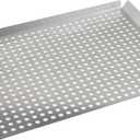 BBQ Grilling Pans,Stainless Steel Grill Grate11x14 Topper Grid Plate Grill Serving Trays With Handles Indoor Outdoor use for Meat, Vegetables & Seafood,Christmas gifts