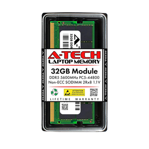 A-Tech 32GB DDR5 5600MHz PC5-44800 CL46 SODIMM 2Rx8 Dual Rank 1.1V Non-ECC Unbuffered SO-DIMM 262-Pin Laptop Computer RAM Memory Upgrade Module
