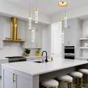 Pendant Lights Kitchen Island, Modern Kitchen Island Lights, Ceiling Lighting Fixtures with Crystal Bubble, Integrated LED Hanging Light Goid 1 Pack(3-Light)