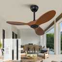KBZZ 36" Modern Ceiling Fan - No Light, 6 Speeds, Reversible DC Motor, 3 ABS Blades, Black - Remote Controlled for Indoor/Outdoor