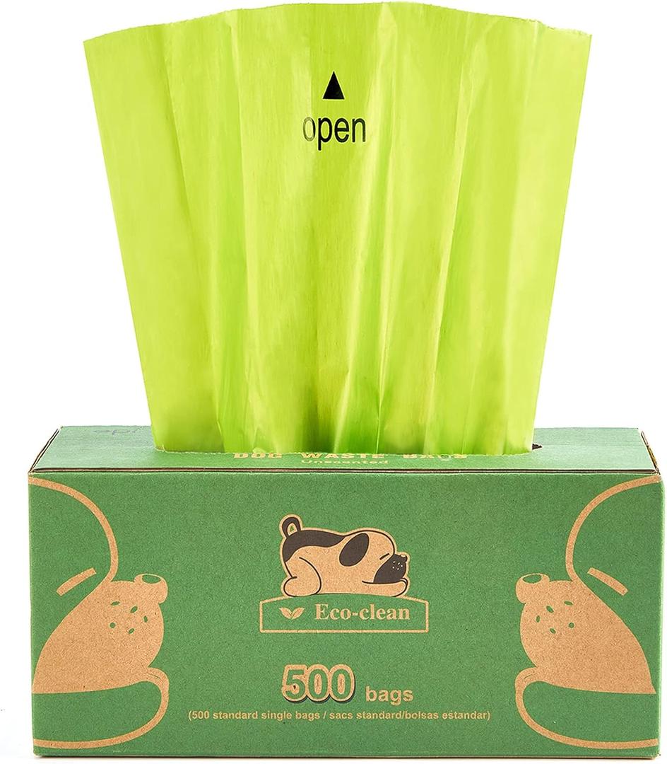 ECO-CLEAN Dog Poop Bags, 500 Count, Leak-Proof, Earth-Friendly, Tissue-Style Dispensing, Big Enough for All Pet Size, Keep Your Hands Safe (Green)
