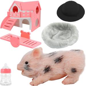 Silicone Mini Animals Pig Set, 5 Inch Toys for Girls & Boys, Realistic Cute Baby Piggy Doll Soft Body, Item for Kids, Her, Birthday, Christmas Stocking Stuffers