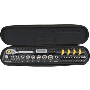 Topeak D-Torq Wrench DX Digital Torque Wrench – 4-80 Nm (3/8″ Drive) with 8 Sockets & 10 Hex/Torx Bits, LCD Display & Audible Alerts, High-Precision Torque Tool for Bicycle, Motorcycle & Automotive