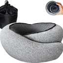 ELEVATED HOME & TRAVEL 2025 Neck Pillow Airplane for Sleeping | Pure Memory Foam Travel Pillow for Airplanes | Compact 360 Support | Washable Cover | Airplane Travel Essentials | Travel Neck Pillow