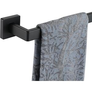 JQK Black Towel Bar, Rounded Edges 26.41 Inch Towel Rack, 304 Stainless Steel Bathroom Wall Mount, Useable Length 24 Inch, TB250L24-PB