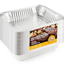 Disposable 10.5x12  Inch Square Aluminum Tin Foil Baking Pans Bakeware - Cookware Perfect for Baking Cakes, Breads, Brownies, Bread, Meatloaf, Lasagna, Pack of 10