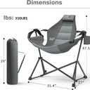 Hammock Camping Chair with Adjustable Backrest, 350LBS Heavy Duty Oversized Swinging Chair Portable Folding Rocking Chair with Pillow Cup Holder for Outdoor Beach Camping Patio, Grey