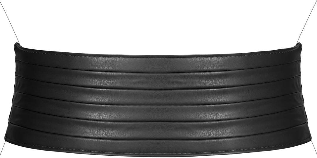 VONMELLI Elastic Wide Belts for Women Dress Leather Stretchy Waist Belt Fashion Ladies Corset Belts (Fit Waist Size 33"-37", Black)