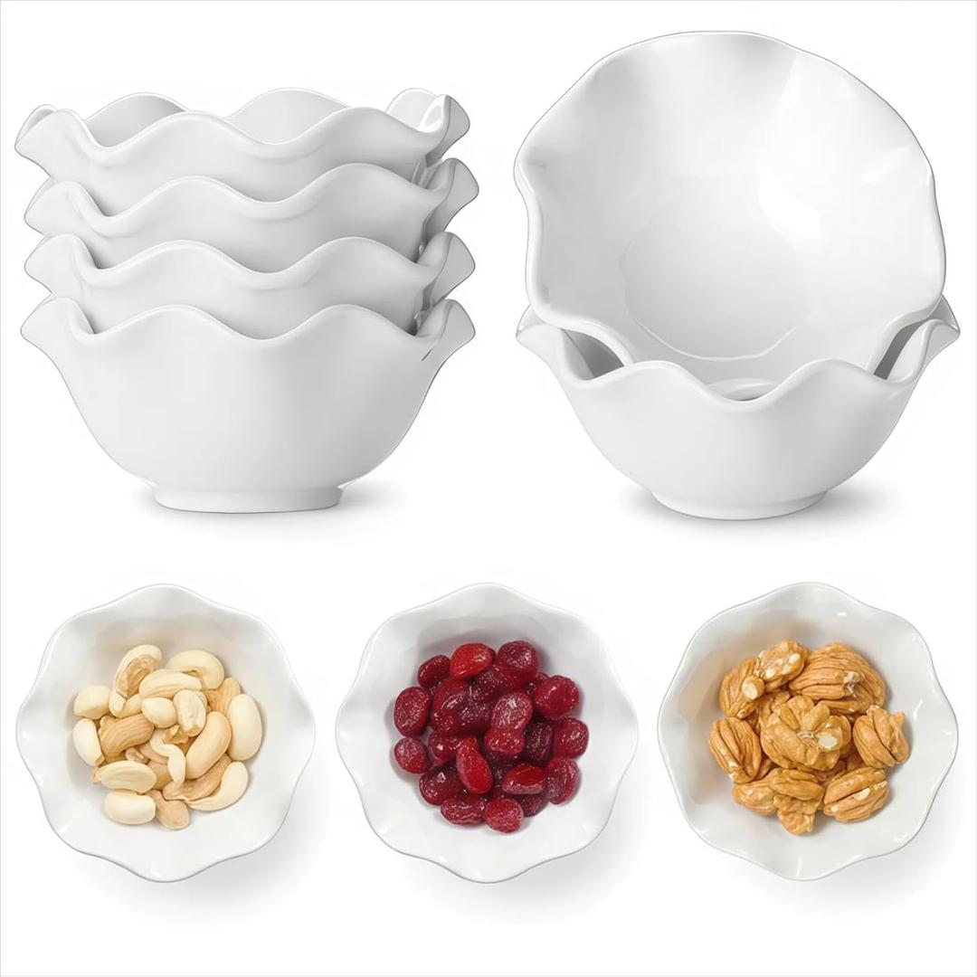 Dipping Bowls Set of 6,Ceramic Dipping Sauce Bowls,Serving Snack Chip Bowl for Kitchen Home Party (6, White), 3.15 in