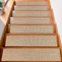 Stair Treads for Wooden Steps Indoor, 8" X 30" (15 in Pack) Stair Treads Non Slip, Machine Washable for Kids Elders and Pets,Beige