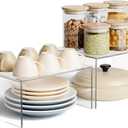 Clear Acrylic Kitchen Cabinet Risers Set of 2 - Anti-Slip Stackable Shelf Organizers, Space Saving Shelves for Counter Display & Spice Organization