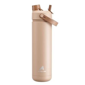 POWCAN 26 oz Insulated Water Bottle with 2-in-1 Straw and Spout Lid, Keep Cold 24H, Leak-Proof, Fits in Car Cup Holder, Stainless Steel Water Bottle for Sports, Travel, Gym, and School (Mocha)