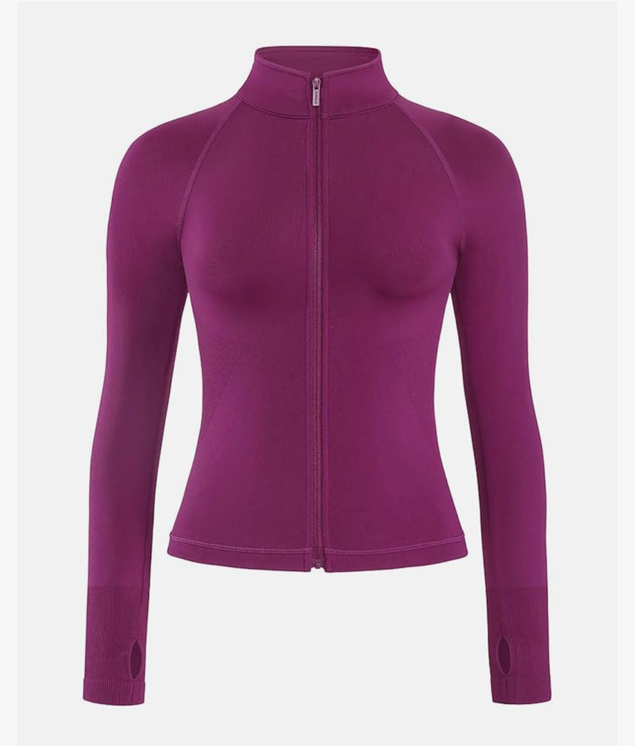 AUROLA Influence Athletic Workout Jacket for Women, Lightweight Slim Fit Full Zip Running Yoga Sports Jacket with Thumb Holes, Size M