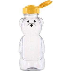 Bekith  8 Fluid Oz Plastic Bear Honey Bottle Jars, Honey Squeeze Bottle Empty with Flip-top Lid for Storing and Dispensing