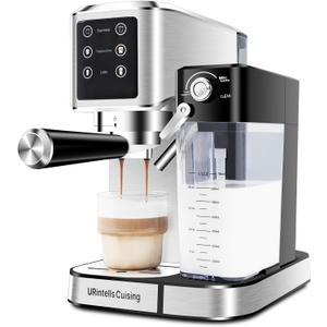 Espresso Machine 20 Bar, Touchscreen Espresso Maker with Automatic Milk Frother for Cappuccino Latte, Expresso Coffee Machine for Home with Dual Heating System and Dual Pump (Silver)