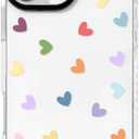 NITITOP Compatible with iPhone 16 Pro Case Cute Clear for Women Girls Colorful Love Heart Pattern Ultra Slim with Bumper Protector Soft TPU Anti-Yellow Protective Cover - Colorful Heart