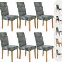 Secgo Chair Covers for Dining Room 6 Pack, Stretch Dining Chair Cover, Washable Spandex Kitchen Parsons Chair Slipcovers, Blue Chair Covers for Home or Party (Garden Glam)