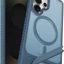 Magnetic for Samsung Galaxy S25 Ultra Case with Kickstand, Compatible with Mag-Safe, Slim Shockproof Grippy Translucent Matte Phone Cover, Built in Invisible Stand, Navy Blue