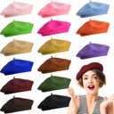 Honoson 15 Pieces Women Wool Beret Hat Wool French Beret Hat Artist Cap Winter Solid Color Cap for Women (Elegant Color)
