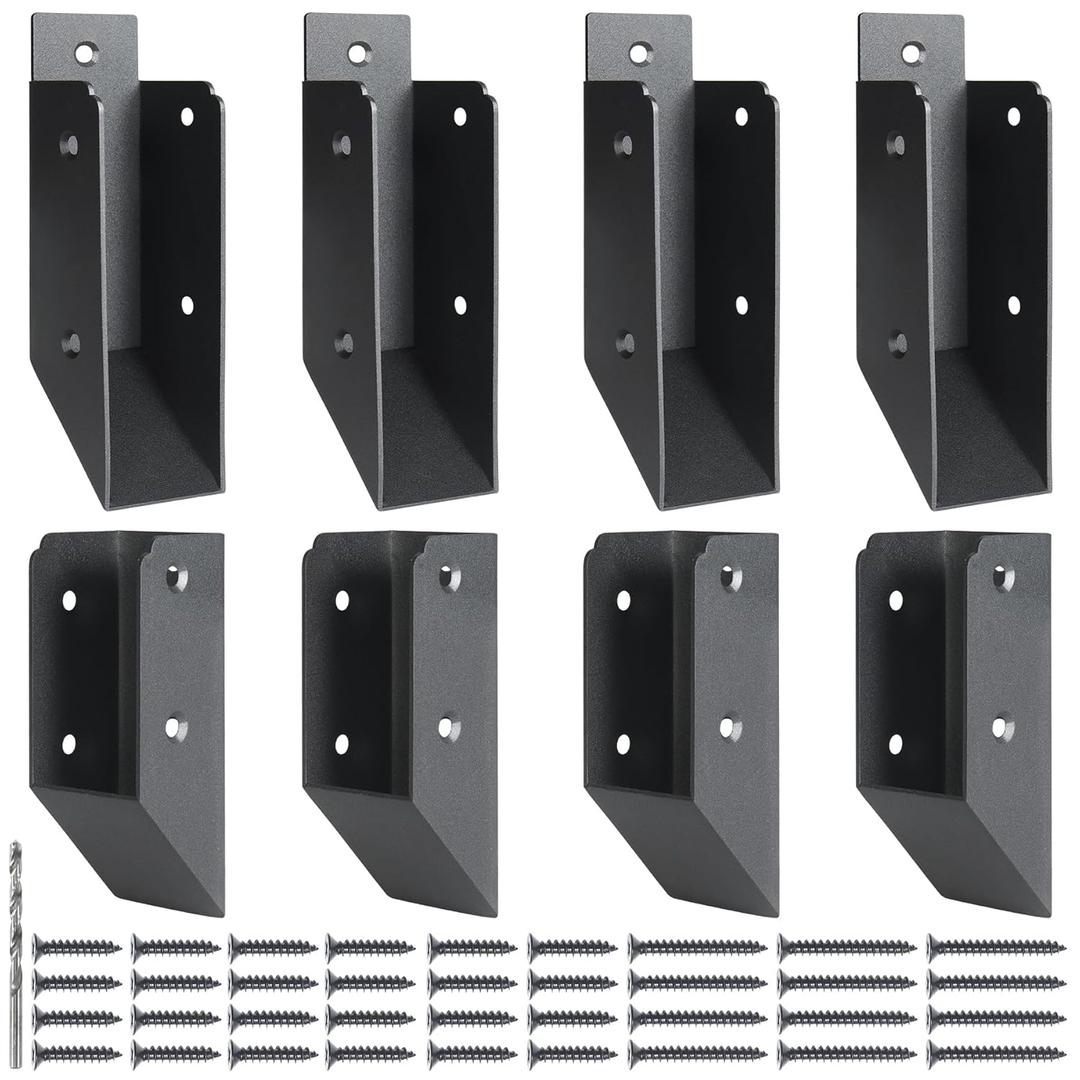 AECXM 201 Stainless Steel 2" x 4" (1 ½" x 3 ½" Actual) Deck Railing 45° Stair Connectors, for Deck Railing Stair Handrail Connection Installation Deck Railing Bracket (4 Pair-Black)
