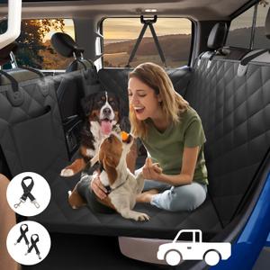 PFULDOUER XL Truck Back Seat Extender for Dogs, Dog Seat Cover Back Seat Holds 420lbs, Hard Bottom Pet Seat Covers for Crew Cab Trucks, Dog Hammock for F150, RAM1500, Sierra, Tundra, Silverado, Titan Black