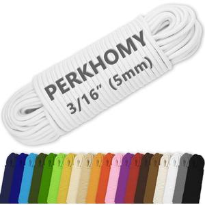 PerkHomy Cotton Rope 3/16" (5mm) 100 ft Multi Purpose Utility Diamond Braided Cord, Natural Cotton for Clothes Line Camping Crafting Flag Pole, White