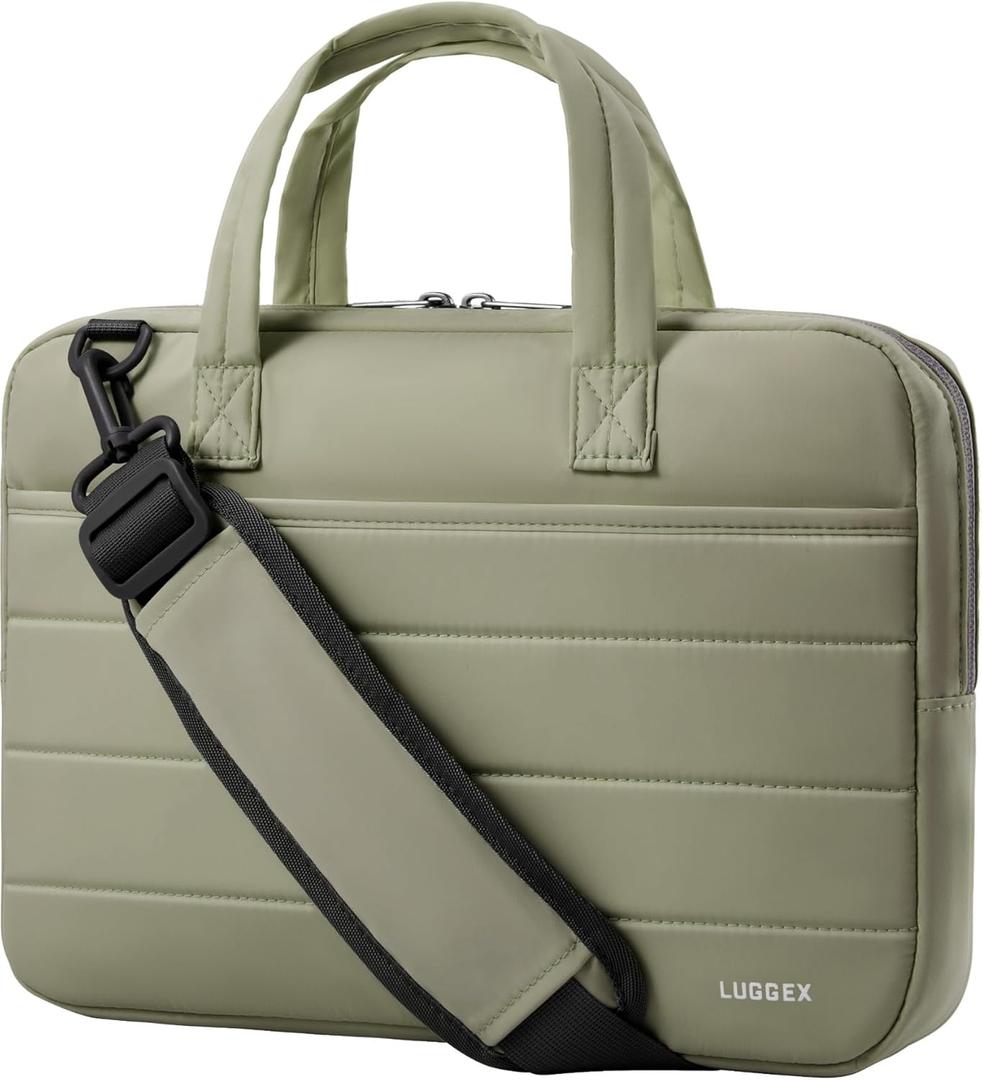 LUGGEX Laptop Bag 13-14 Inch, LTX02 360 Protective Laptop Sleeve with Shoulder Strap, Compatible with MacBook Air/Neo/Pro 13/14 Inch (LTX-Core, Green)