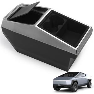 Floor Center Console Organizer for Tesla Cybertruck 2024 2025,Custom Fit Multifunctional Storage Box for 2024 2025 Cybertruck AccessoriesCenter Console Storage with Cup Holder