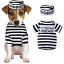 Prisoner Pet Costume Prison Pooch Funny Prisoner Halloween Costume for Small Dogs Cats (X-Large) White Black