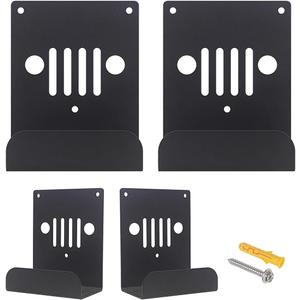 A-KARCK Wall Mount Door Hangers 4pcs, Door Storage Bracket with Rubber Lining Compatible with Jeep Wrangler JK JKU JL, Saving Garage Space