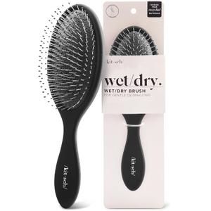 Kitsch Detangler Hair Brush for Wet and Dry Hair, Curly or Straight Hair, Detangling Brush with Flexible Hairbrush Bristles, Hair brushes for Women & Men, Adults & Kids, for Shower & Travel - Black (1 Count (Pack of 1))