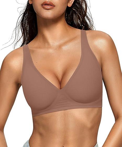 OEAK Womens Deep V Bras Wireless Comfortable Bra Supportive No Underwire Bras Tshirt Push Up Bralettes Plunge Seamless Bra M OEAK Womens Deep V Bras Wireless Comfortable Bra Supportive No Underwire Bras Tshirt Push Up Bralettes Plunge Seamless Bra M