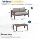Wisteria Lane Metal Patio Furniture Set for All Weather, Oversized Heavy Duty Outdoor Furniture Set with Upgraded Cushion, Modern Outdoor Patio Loveseat Set for Garden, Balcony, Backyard, Kahki Gray