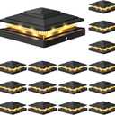 APONUO Solar Post Cap Lights 16-Pack, Black IP64 Waterproof 16 LED Fence Post Solar Lights for 4x4 5x5 6x6 Wood/Vinyl Posts, 2-Mode Deck Post Lights Solar Powered, 10-Hr Lighting for Patio Yard Porch