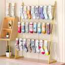 Clothing Store Underwear Sock Display Stand with 12 Hooks, 3 Tier Lingerie Bra Rack Swimsuit Organizer Hanger, Commercial Shelves for Panty Waist Chain Gloves Storage