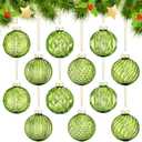 Jenaai 12 Pcs 2.36 Inch Lime Green Glass Christmas Ball Ornaments Vintage Christmas Tree Decorations Mercury Glass Hanging Ornaments for Trees Xmas Holiday Party Garland DIY Craft Supplies, 6 Style