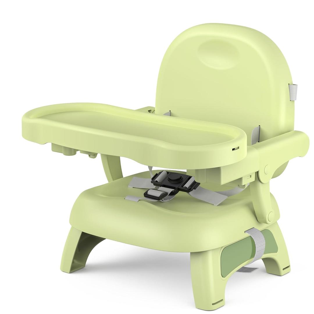 Bella's Friends 3-in-1 Toddler Booster Seat for Dining Table and Kitchen Chair with Adjustable Tray and Safety Straps, Foldable&Portable Baby Seat for Travel, Feeding, and Floor Use