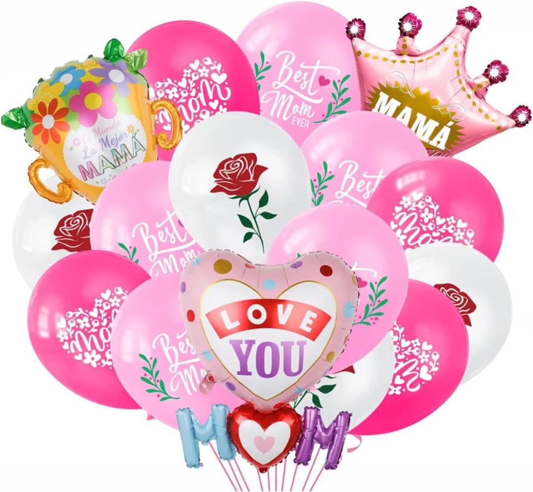 Mother's Day Party Balloons I Love You Best Mom Ever Latex Balloons Happy Mother's Day Balloons For Mother's Day Party Decorations