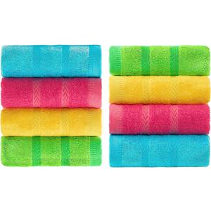 MEMRUI Multicolor Fingertip Towels for Bathroom - Kids Face Towels, 10 x 18 Inches, 8 Pcs in 4 Colors