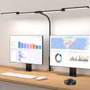 Desk Lamp, Clamp Desks Lamps for Home Office, 24W Flexible Gooseneck Table Lamp, 10 Color Modes & Brightness Eye-Caring Desk Light w/USB Adapter (12V2A Black)