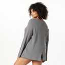 The Drop Women's Alice Crew-Neck Back-Slit Ribbed Pullover Sweater (X-Large, Charcoal)