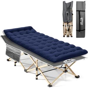 Camping Cot with Mattress, 450LBS(Max Load), Portable Folding Outdoor Bed with Carry Bag for Adults Kids, Heavy Duty Cot for Traveling Gear Supplier, Office Nap, Beach Vocation and Home Lounging