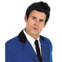 fun shack 50's Men's Black Wig with Sideburns, 1950s Costume Wig for Men, Retro Black Wig for Boys, One Size