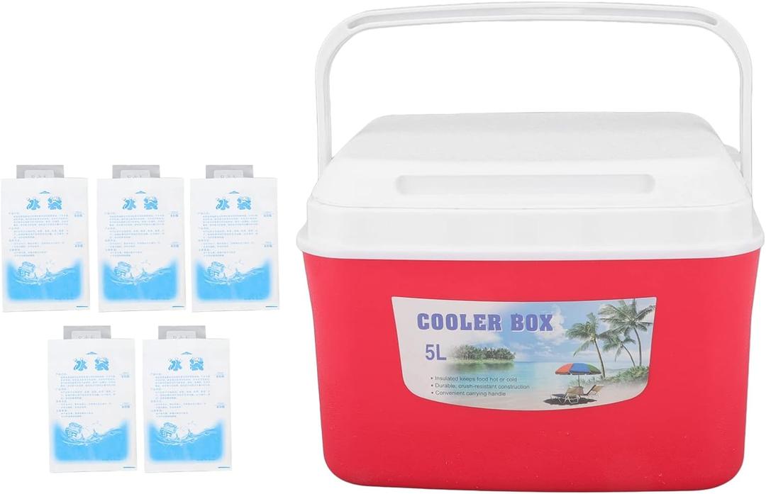 Portable Cooling and Heating Box 5L - All-in-One Hard Ice Retaining Cooler Lunchbox with Ergoesnomic Handle for Camping and Outdoor Adprojects