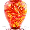 WOSIBO Hummingbird Feeder for Outdoors Patio Large 32 Ounces Colorful Hand Blown Glass Hummingbird Feeder with Ant Moat Hanging Hook, Rope, Brush and Service Card (RED)