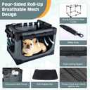 24 inch Small Dog Crate - for Small Dogs, Portable Travel Pet Crate with 4 Mesh Doors, Foldable Car Kennel for Puppy with Handle for Indoor and Outdoor, Gray