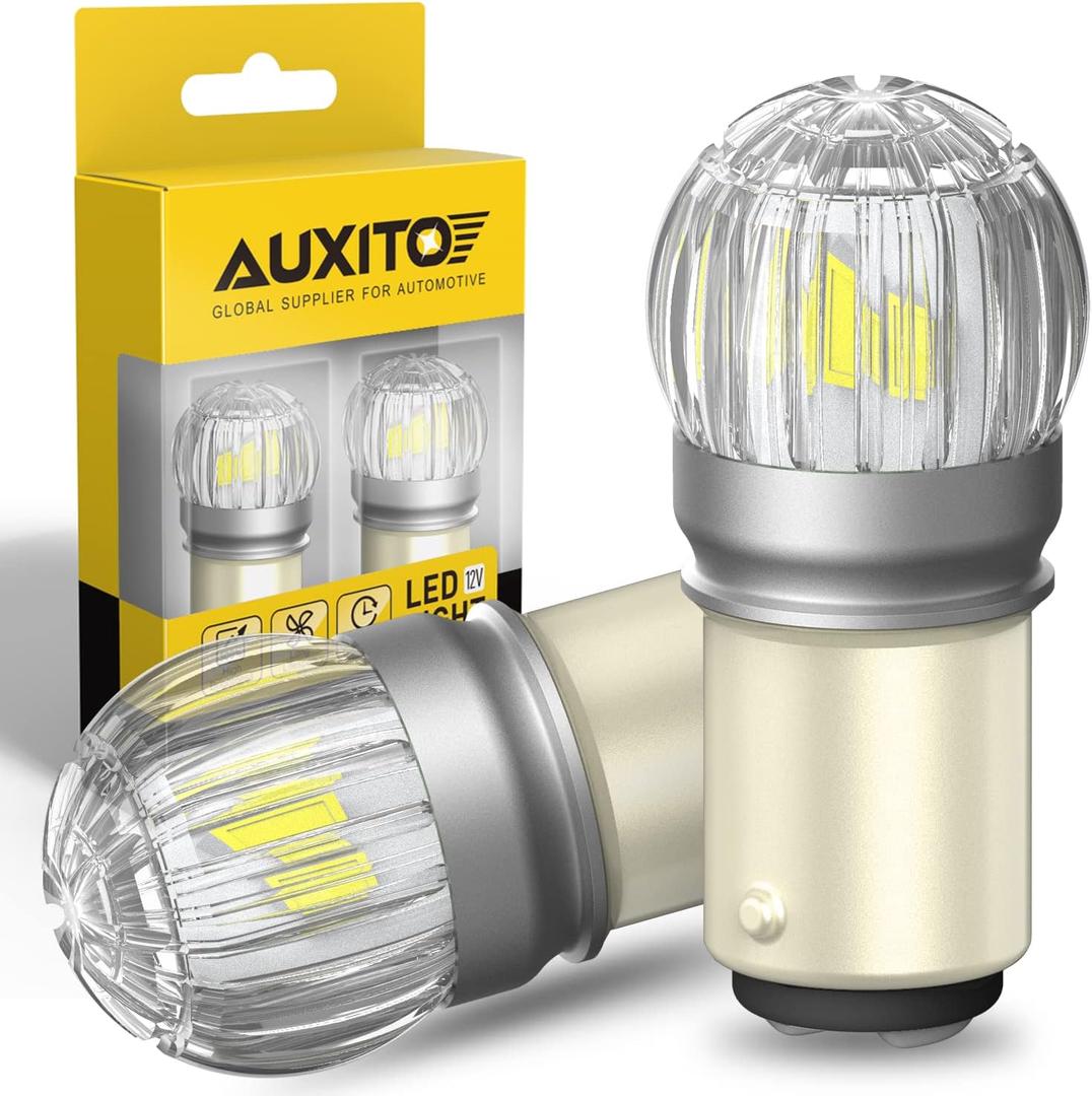 AUXITO 1157 LED Bulb White, 400% Brighter 1:1 Size, 7528 2057 2357 BAY15D LED Lights for Reverse Backup light, Tail Light, Brake Signal Light, DRL, Pack of 2